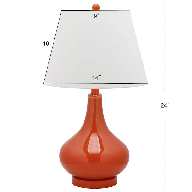 SAFAVIEH Lighting Shanda 24-inch Gourd Glass White Table Lamp (Set of 2) - 14"x14"x24" - 14Wx14Dx24H