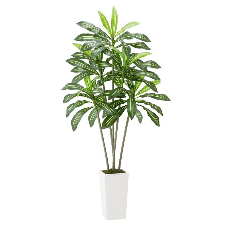 Realistic Artificial Dracaena Tree with Moss Planter and Lifelike PE Leaves for Indoor Home Decor