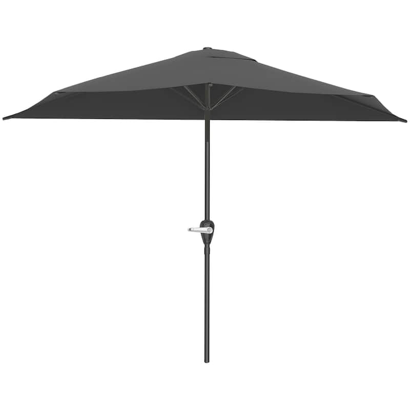 Half Umbrella Outdoor Patio Shade - 9 ft Patio Umbrella with Easy Crank by Pure Garden (Gray)