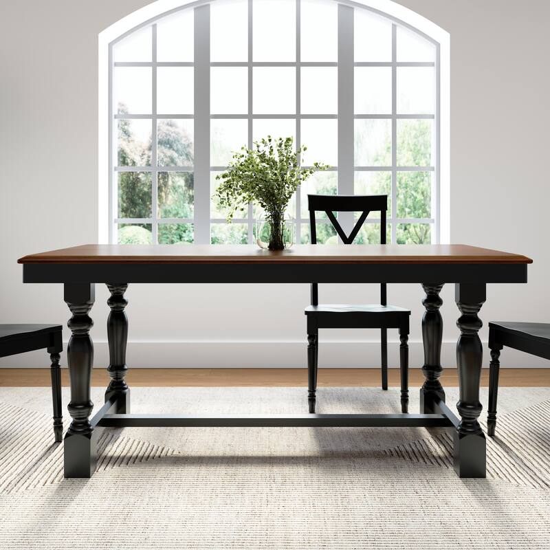 Bush Furniture Sterling 67W Squire Trestle Dining Table - Burnished Medium Brown/Black Paint