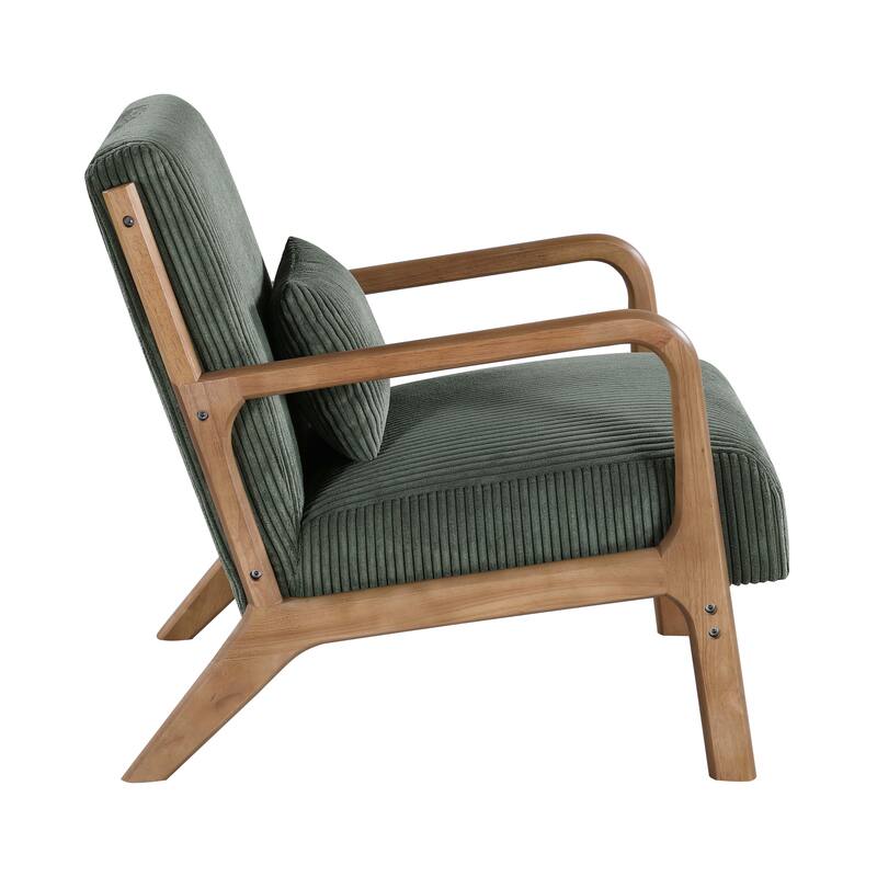 Elegance Wooden Corduroy Lounge Chair