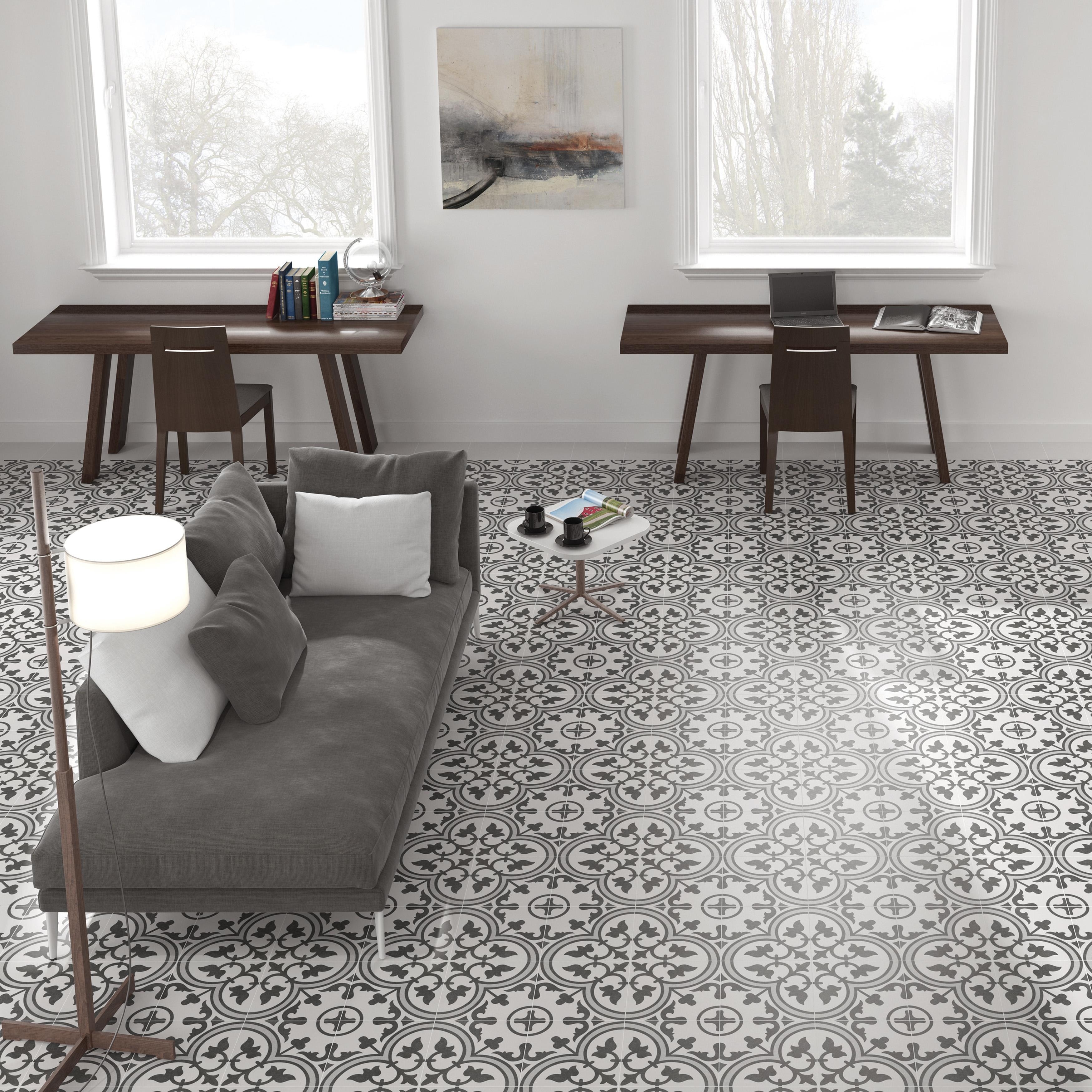 Merola Tile Arte Grey 9-3/4" x 9-3/4" Porcelain Floor and Wall Tile