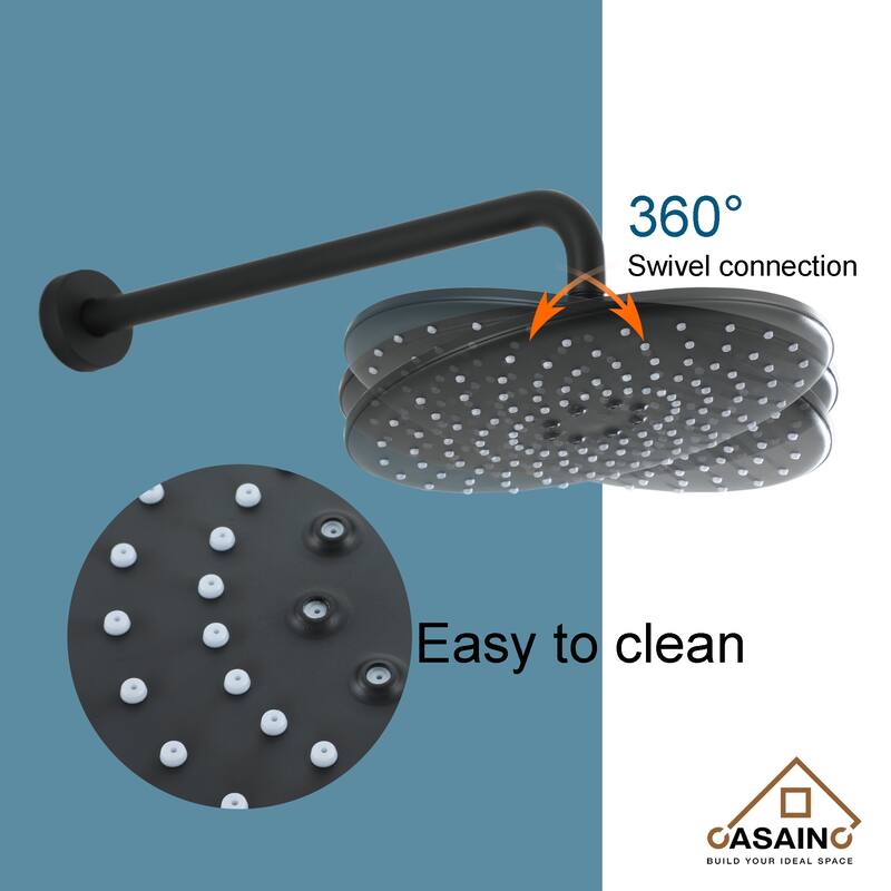 Single-Handle 1-Spray Pattern 10 in. with 1.8 GPM Wall Mount Square Shower Faucet - 9 inch