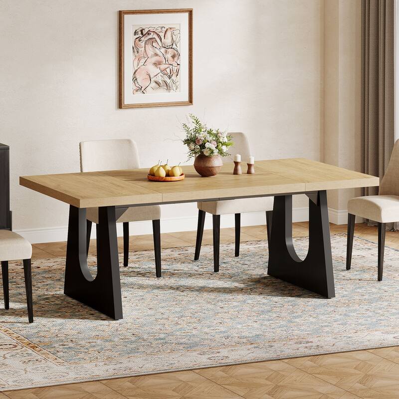 Oak Large Dining Table Wood Rectangular Kitchen Table for Dining Room
