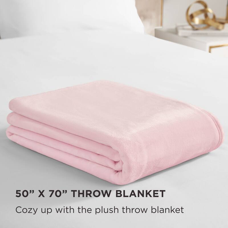 Juicy Couture Solid Plush Throw Blankets