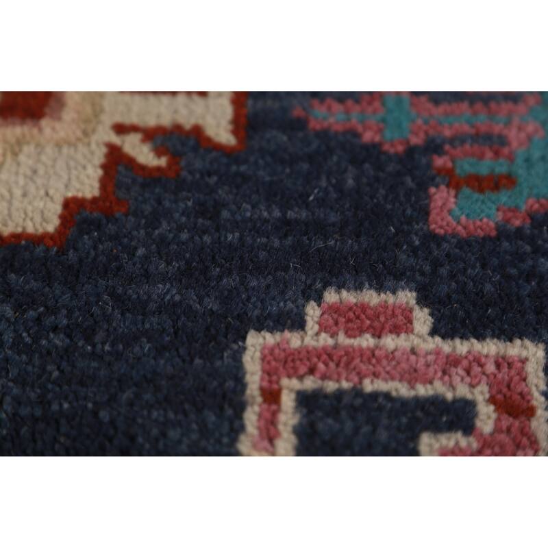 Navy Blue Oushak Indian Area Rug Hand-Knotted Wool Carpet - 9'3" x 12'0"