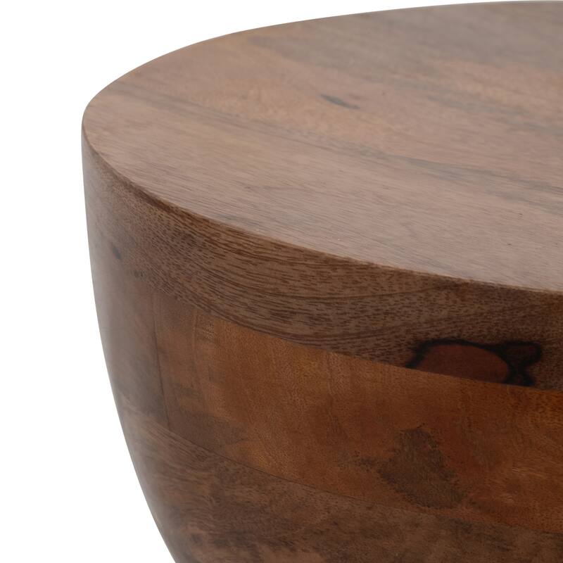 Sagebrook Home Accent Table Wood Mango MDF Round Top Tapered Base 13x13x18 Inches Brown Polished Finish Brown Wood