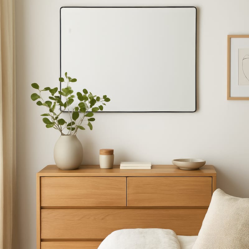 Varaluz Kye Rounded Rectangular Wall Mirror - Black