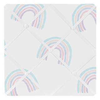 Sweet Jojo Designs Pastel Rainbow Collection 13in Fabric Memory Photo Bulletin Board - Blush Pink, Purple, Teal, Blue and White