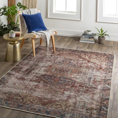 Livabliss Traditional Amelie Medallion Washable Area Rug