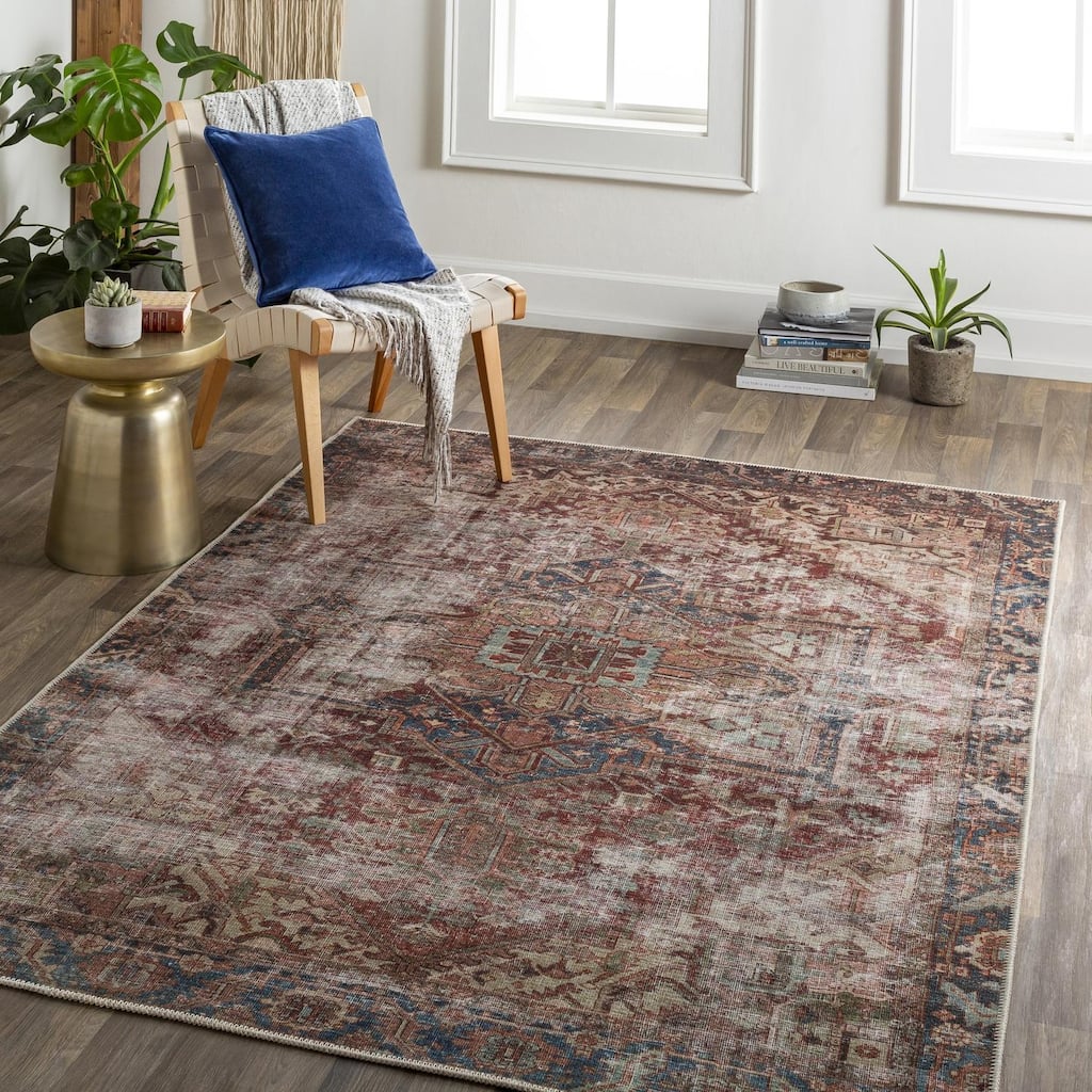 Livabliss Traditional Amelie Medallion Washable Area Rug