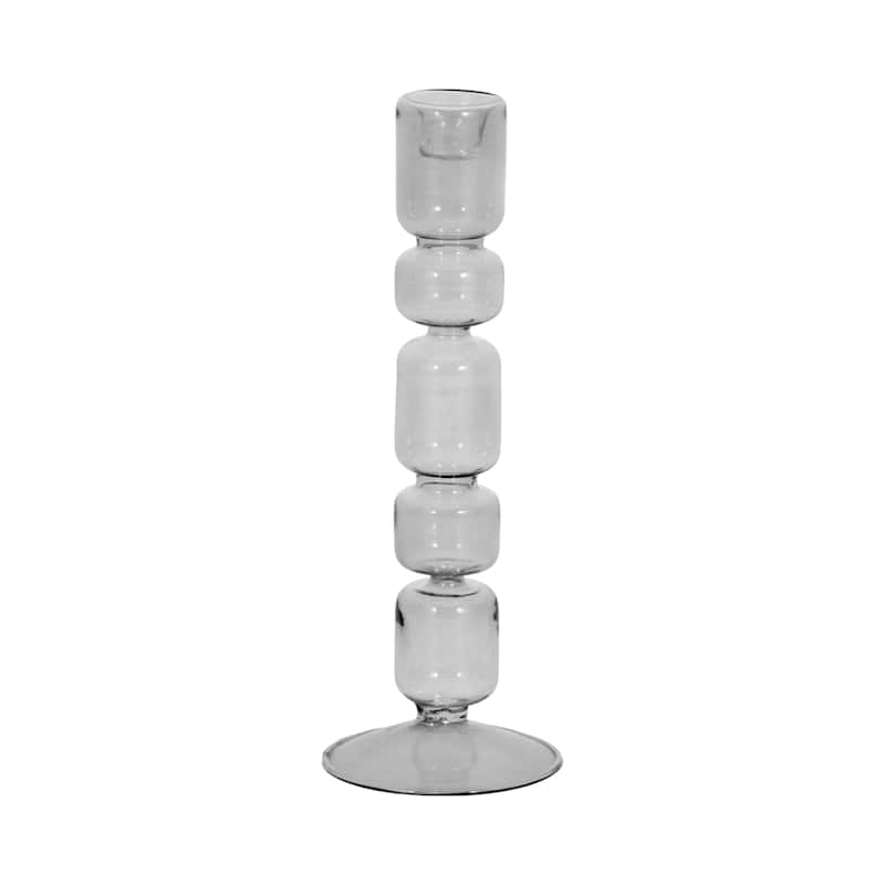 Modern Candle Holder with Stacked Sculptural Glass Base