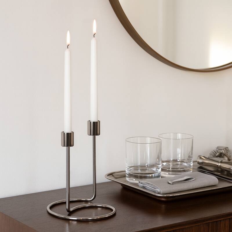 Metal Modern Swirl 2-Taper Candle Holder