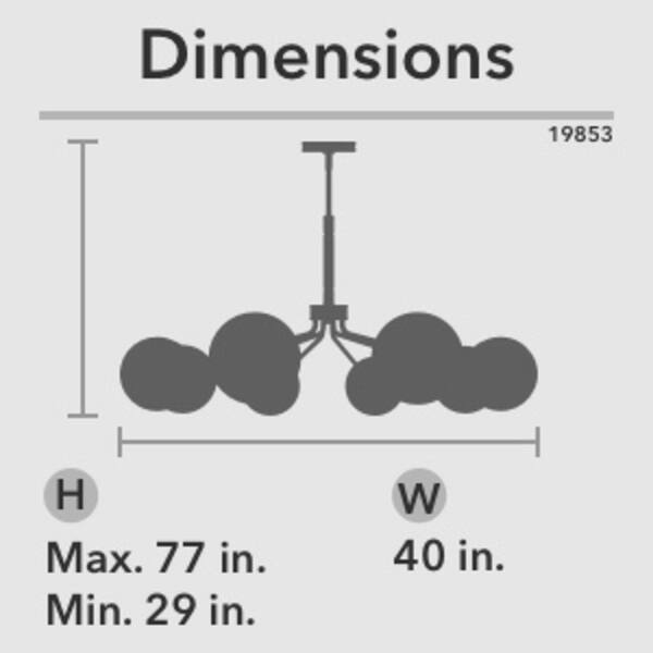 dimension image slide 6 of 9, Hunter Hepburn Chandelier - Dining Room, Entry - Retro/Minimalistic, Sputnik