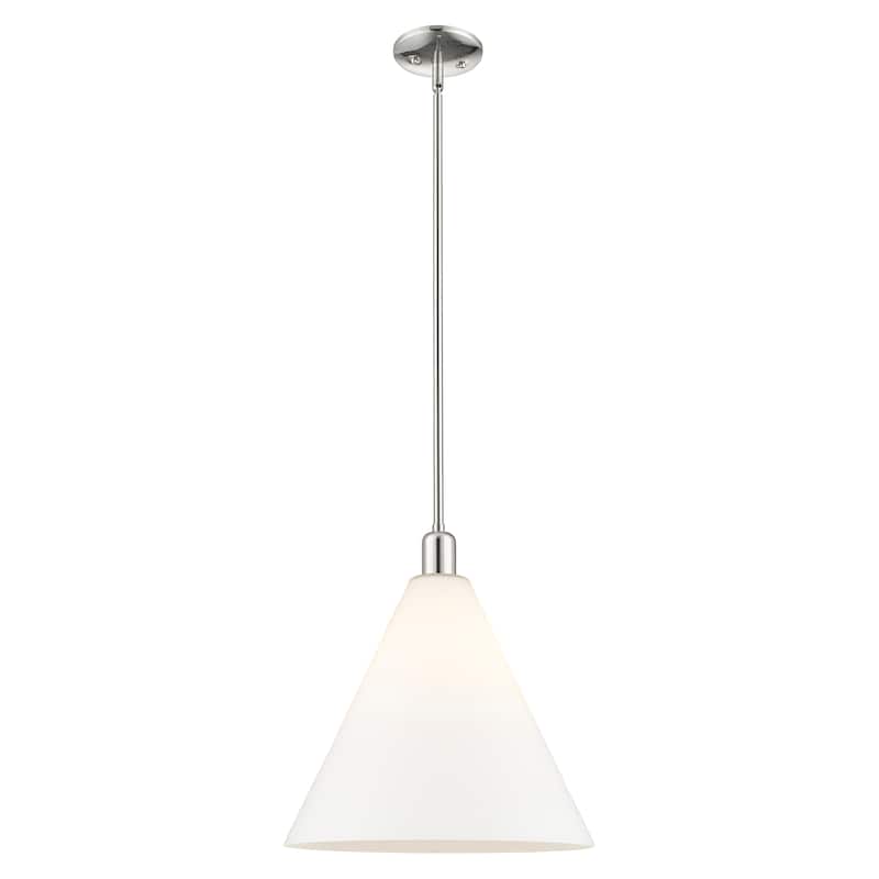 Innovations Lighting Endless Possibilities Arcadia - Berkshire Glass - 1 Light 16" Stem Hung Mini Pendant - Polished Nickel/Matte White