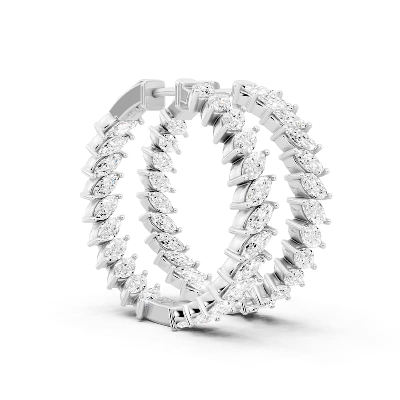 Auriya 14k Gold 5 1/2ctw Marquisel Hoop Lab Grown Diamond Earrings (F-G VS) - White