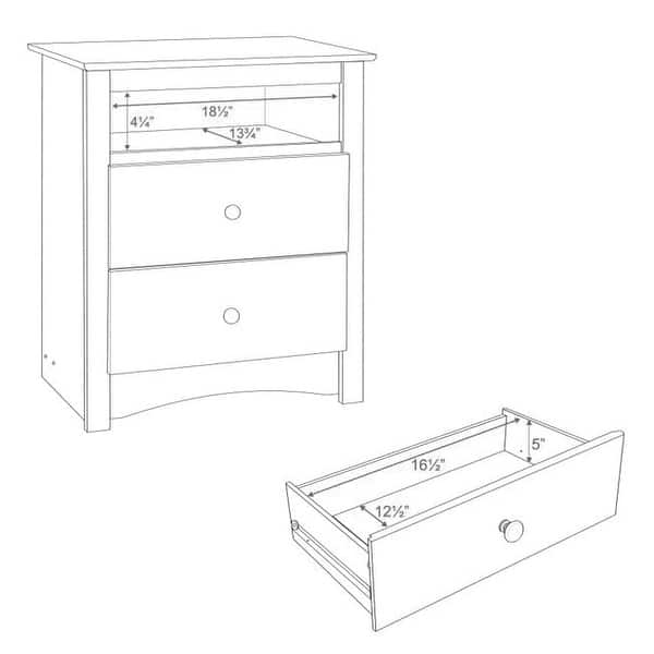 dimension image slide 0 of 3, Prepac Fremont 2 Drawer Nightstand: Elegant Bedroom Furniture, Bedside Table with Open Shelf, Espresso