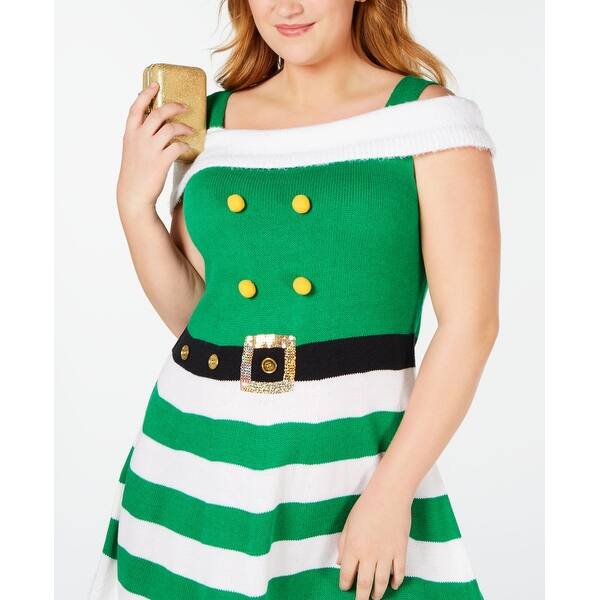 Shop Planet Gold Women S Green Size 1x Plus Christmas Elf A Line