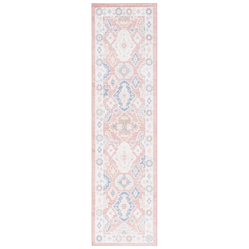 SAFAVIEH Blair Machine Washable Kanae Slip Resistant Boho Rug - 2'2" x 8' Runner - Rose/Blue