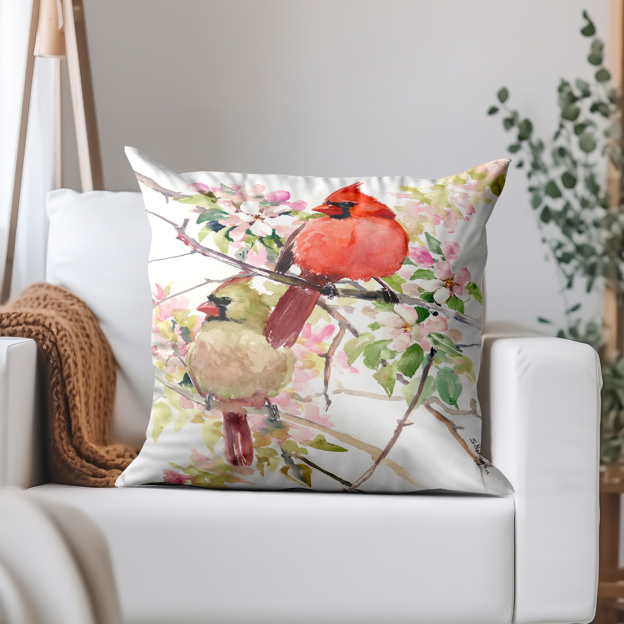 Cardinal bird throw pillows discount