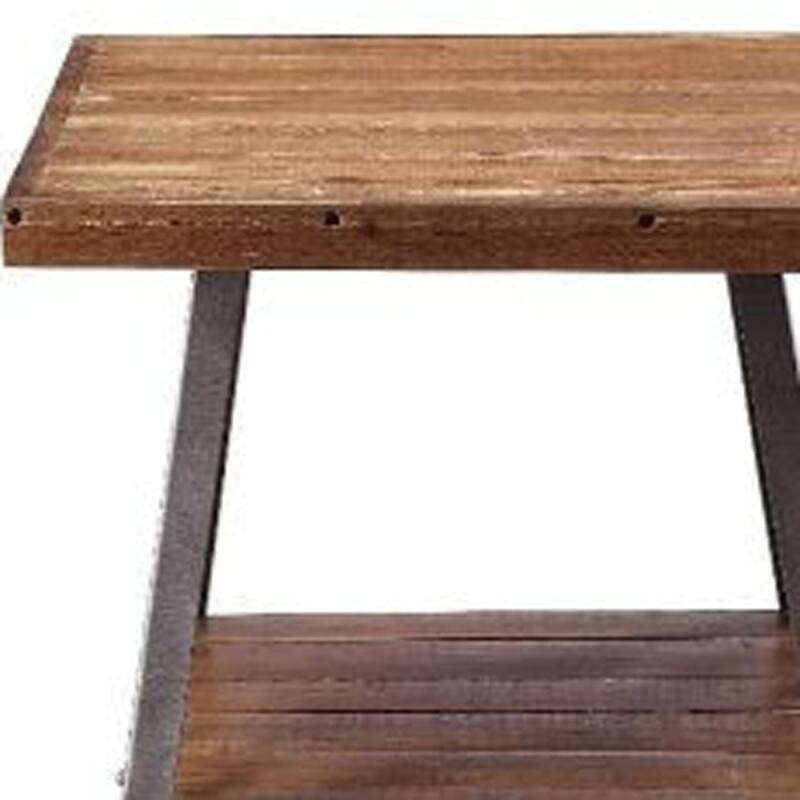 23" Black and Weathered Oak Wood End Table with Shelf Rectangular Side Table for Living Room - 24''L x 22''W x 23''H