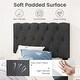 preview thumbnail 6 of 4, Gray Faux Linen Twin Platform Bed Tufted Headboard Sturdy Frame