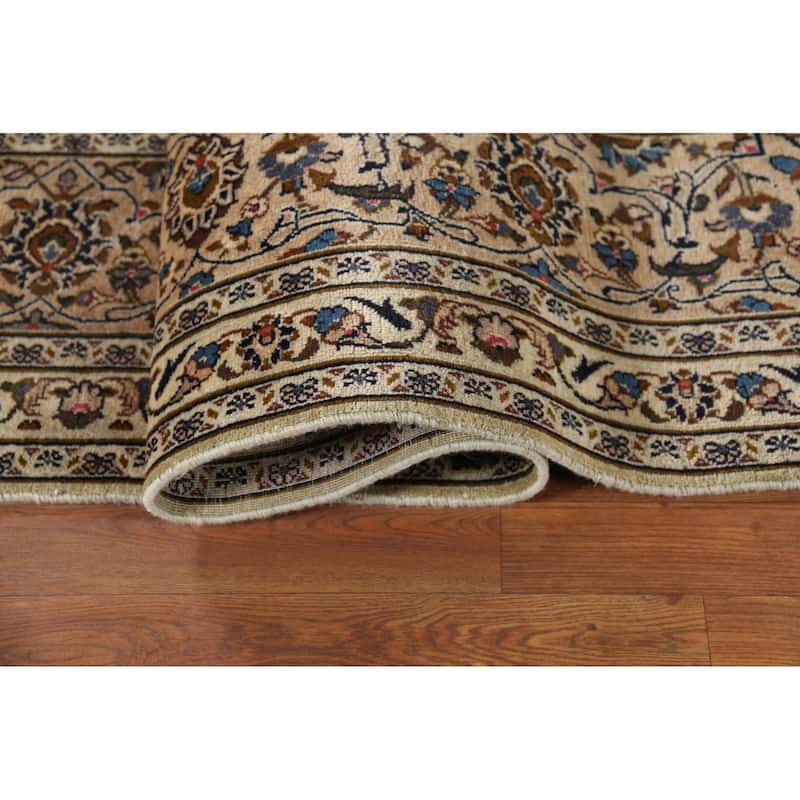 Traditional Green Kashan Persian Vintage Area Rug Handmade Wool Carpet - 9'8"x 12'3"