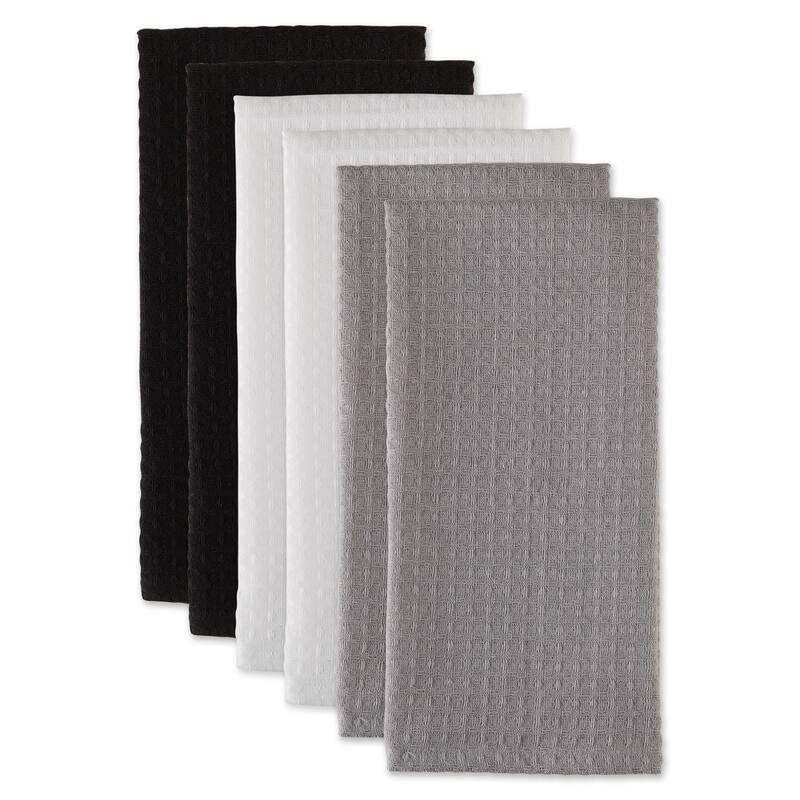 DII Black Recycled Cotton Waffle Dishtowel (Set of 6)