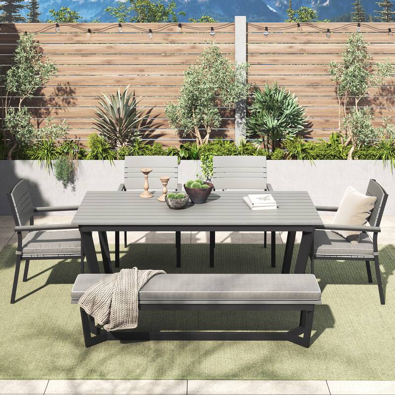 Corvus Orville 6-piece Aluminum Outdoor Dining Set with WPC Table Top