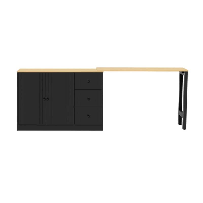 Multifunctional 89.7" Wooden Sideboard with Extendable Table and Storage for Living Room Organization