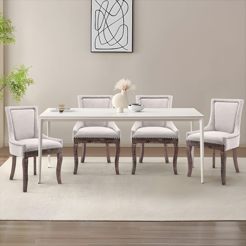 Traditional Tufted Ultra Upholstered Wingback Dining Chair Set of 6