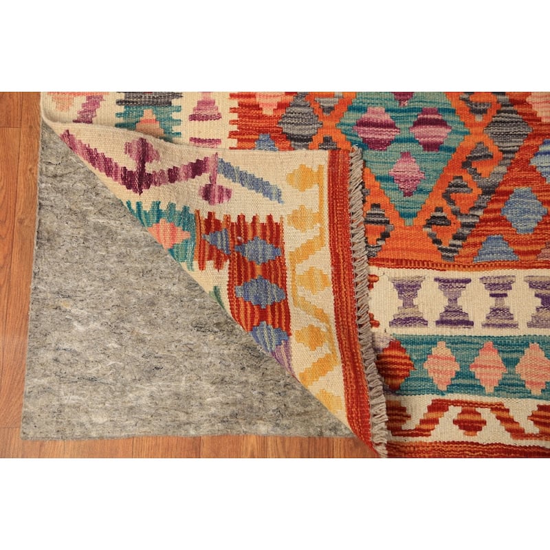 South Western Style Kilim Oriental Rug Hand-Woven Wool Carpet - 9'8" x 13'1"
