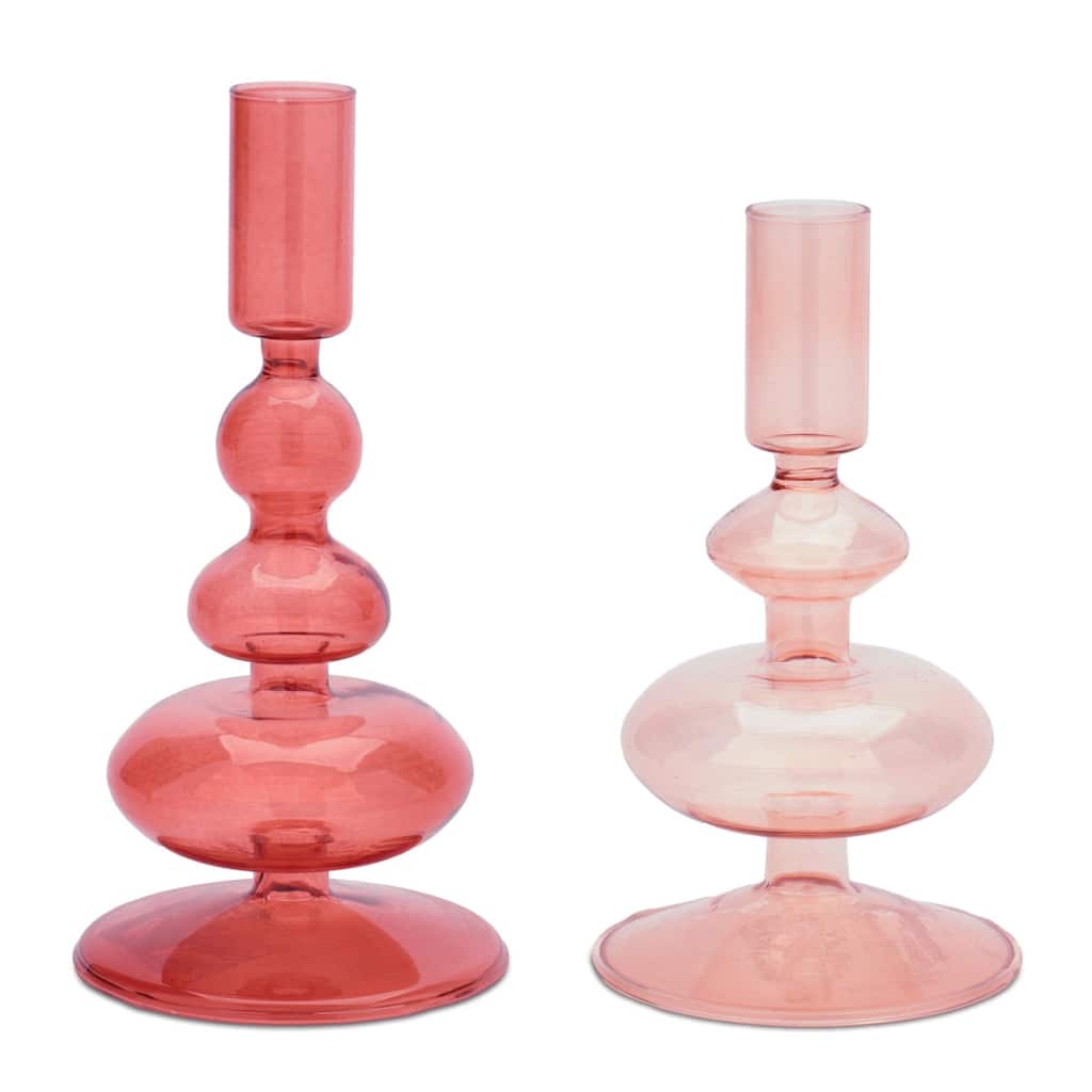Multicolored Glass Taper Candle Holder (Set of 3)