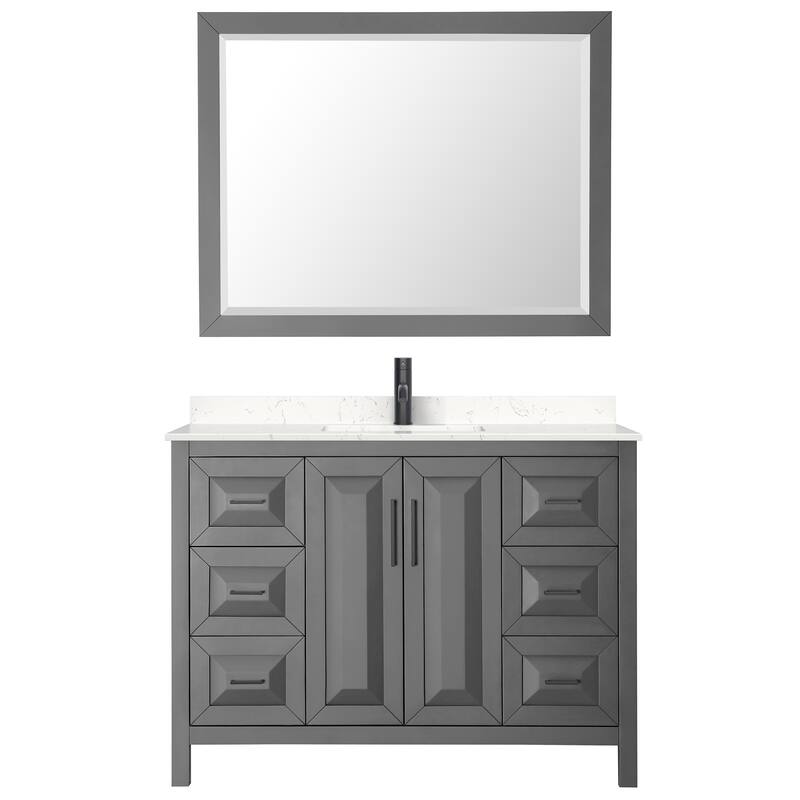 Daria 48 Inch Single Vanity, Cultured Marble Top, 46 Inch Mirror