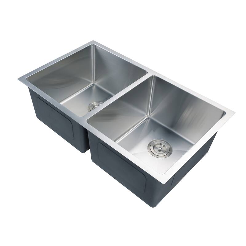 15''/18''/23''/25''/30''/31''/32''/33'' Classic Undermoun Kitchen Sink, Top Mount Kitchen Sink, Singel Bowl Or Double Bowl - 32''x19''x10''-Double - Double Bowl