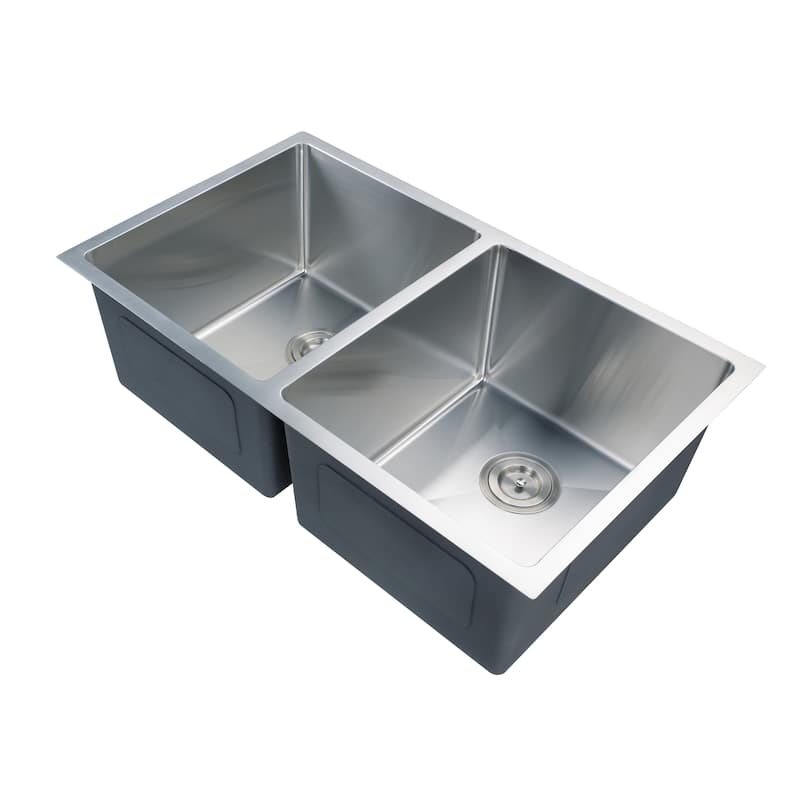 CB HOME 32" x 19'' Undermount Double Bowl Kitchen Sink, Drop-in & Top mount 50/50 Stainless Steel Kitchen Sink - 32''x19''x10''