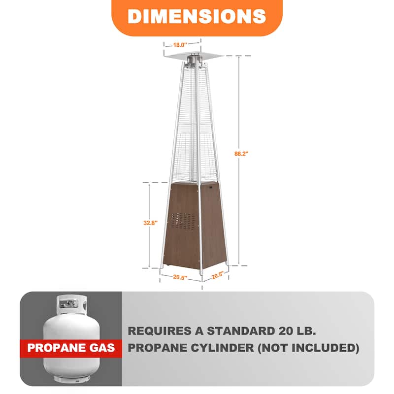 Outdoor 48,000 BTU Pyramid Propane Gas Patio Heater with Wheels