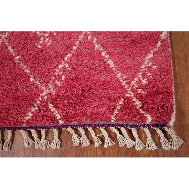 Trellis Plush Moroccan Accent Rug Handmade Pink Wool Carpet - 3'1" x 5'6"