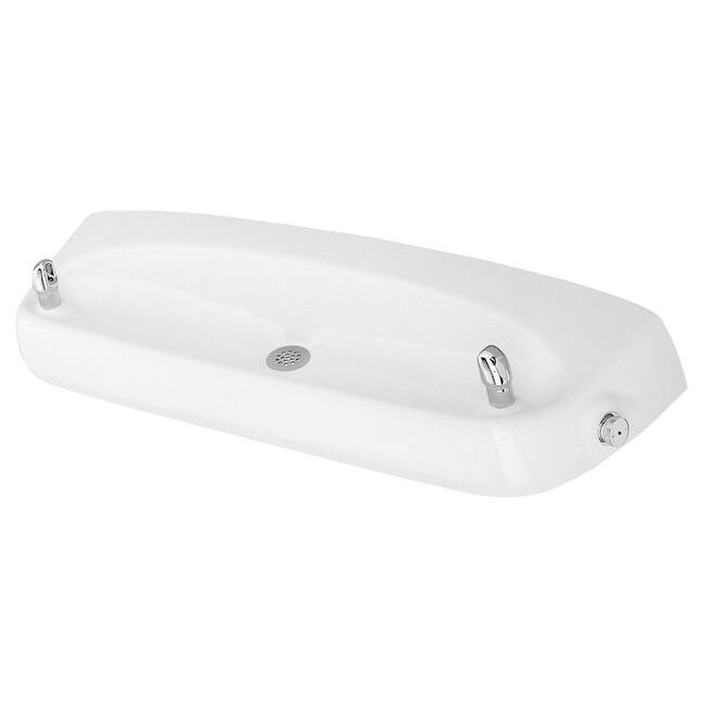 Haws Wall Mounted White Enameled Dual Bubbler Drinking Fountain - White
