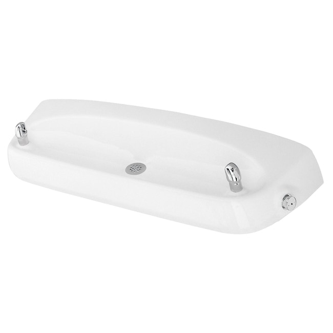 Haws Wall Mounted White Enameled Dual Bubbler Drinking Fountain
