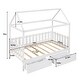 preview thumbnail 15 of 21, Twin Size Wooden House Bed, Bed Frame with Fence-Shaped Guardrail