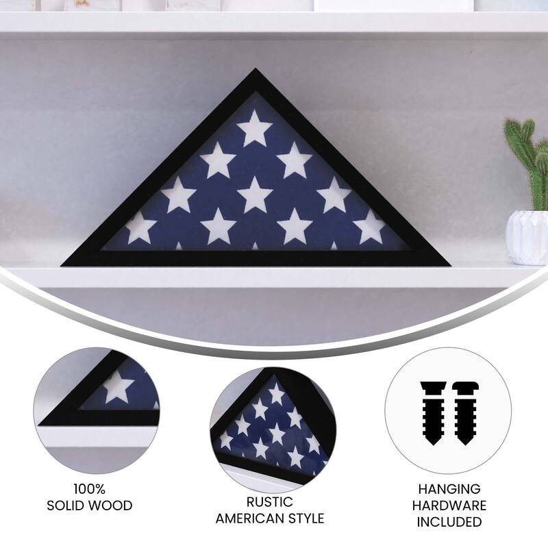 Solid Wood Display Case for 9.5 x 5 Veterans Flag
