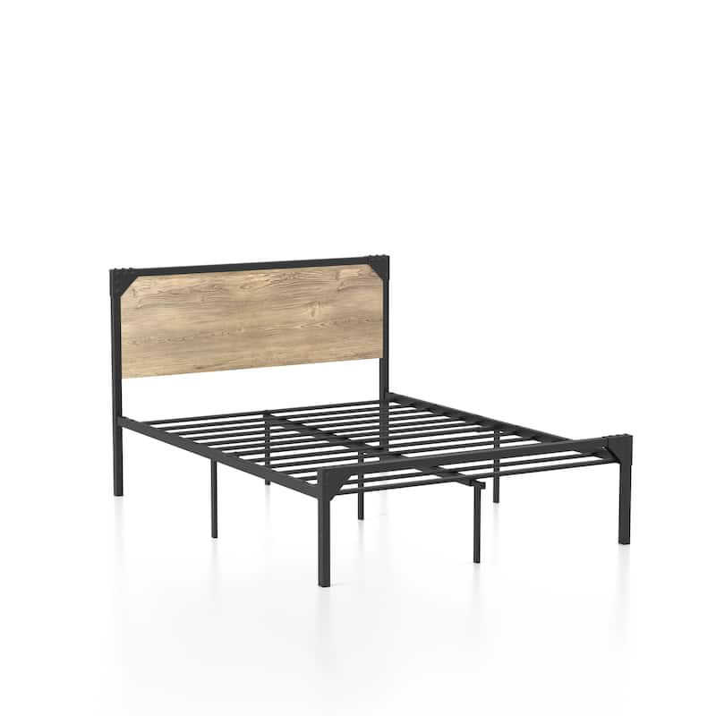 Furniture of America Aramana Industrial Two-tone Steel Platform Bed - Light Grey Oak - Full