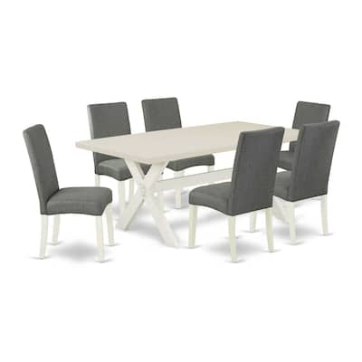 Modern 7-Piece Kitchen Dinette Set - Parsons Chairs & Dining Table - Solid Wood Construction - 72