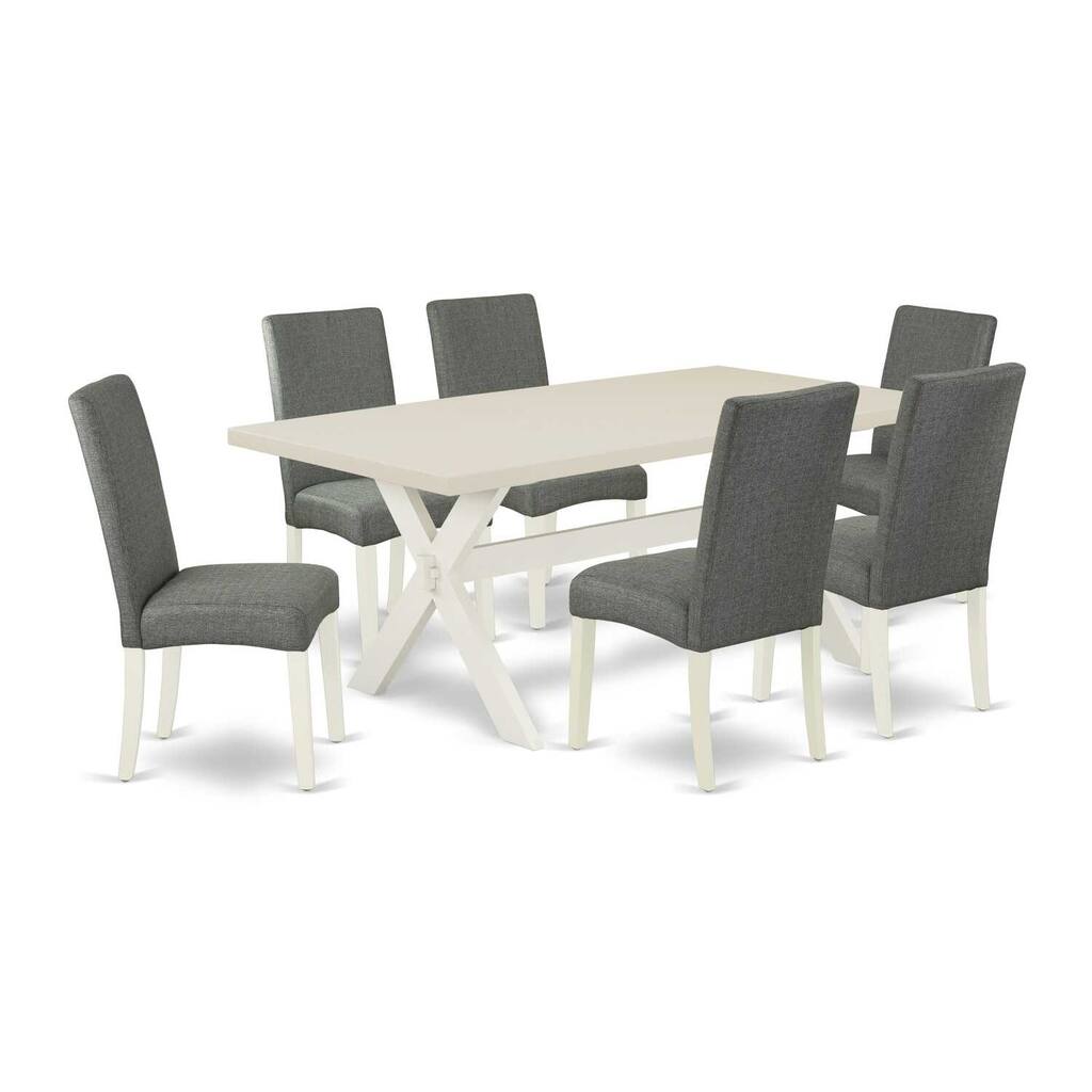 Modern 7-Piece Kitchen Dinette Set - Parsons Chairs & Dining Table - Solid Wood Construction - 72