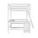preview thumbnail 8 of 15, White Full Size Solid Wood Loft Bed with Desk, Blackboard & Drawers