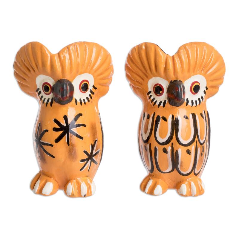 Novica Handmade Happy Tecolote Family Ceramic Figurines (Pair)