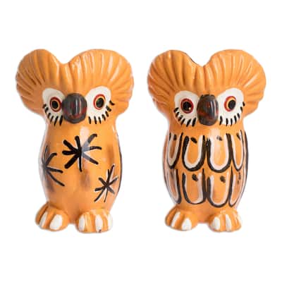 Novica Handmade Happy Tecolote Family Ceramic Figurines (Pair)