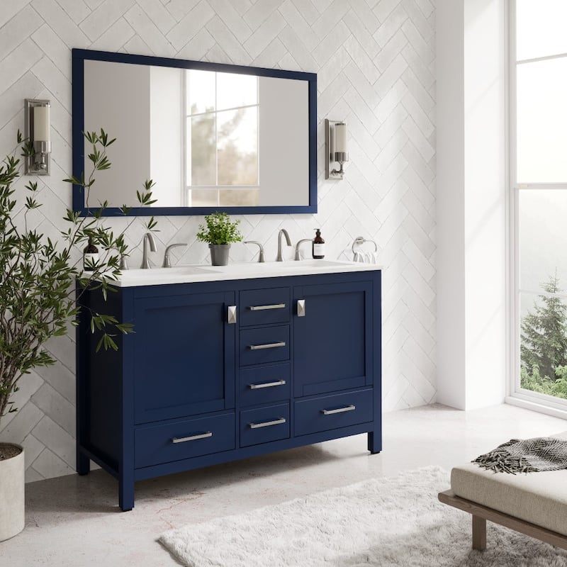 Aberdeen 48 in. Double Sink Vanity with Carrara Quartz Top & Undermount Sinks