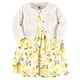 preview thumbnail 1 of 0, Hudson Baby Infant and Baby Girl Cotton Dress and Cardigan 2pc Set, Lemon 0-3 Months - Lemon